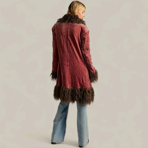 Free People x Understated Leather Moon Glow Velvet Coat Hook Eye Pink M NWT - Picture 5 of 11